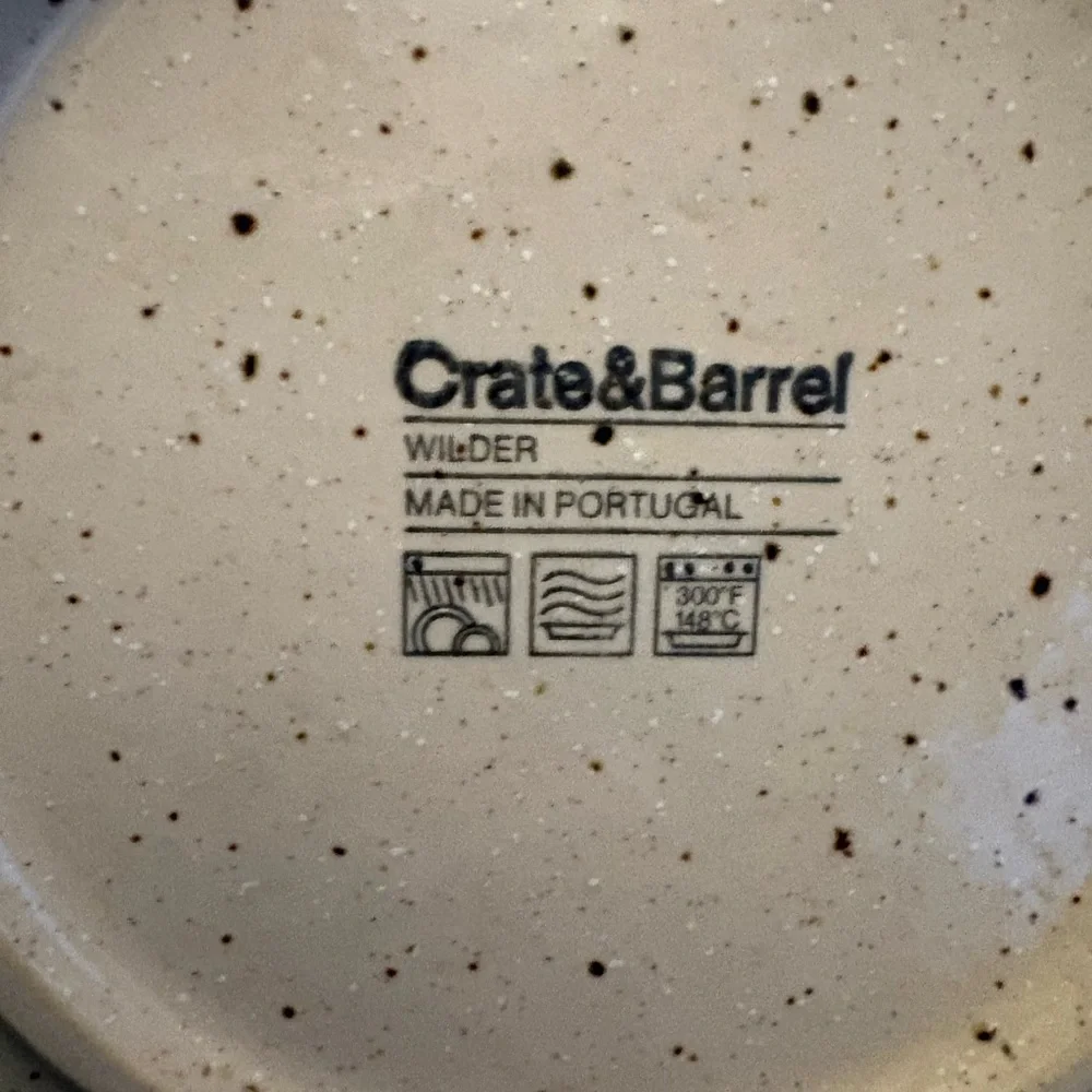 Crate&Barrel Speckled Cream Dinner Plates Pattern WILDER Set of 2